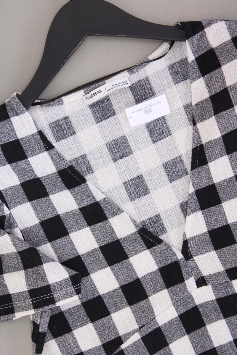 Pull&Bear Kurzarmkleid Gr. M kariert schwarz aus Polyester