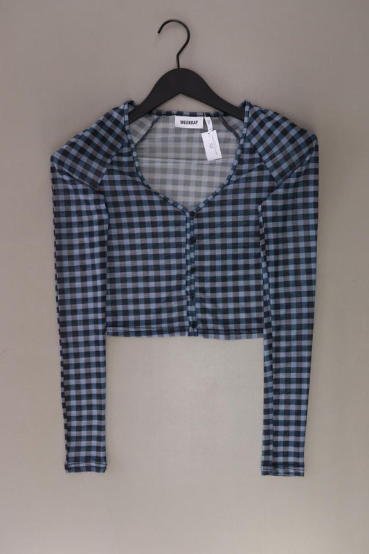 Weekday Karobluse Gr. XS kariert Langarm blau aus Polyester