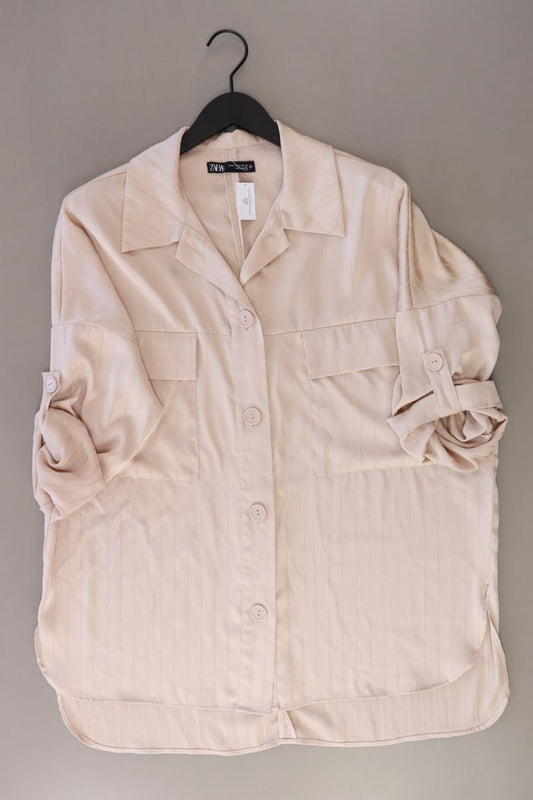 Zara Oversize-Bluse Gr. M 3/4 Ärmel creme aus Polyester