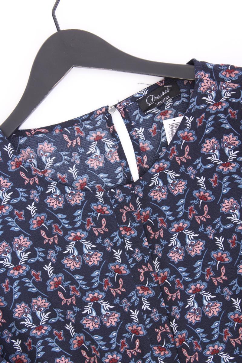 Yessica Kleid Gr. 42 mit Blumenmuster 3/4 Ärmel blau