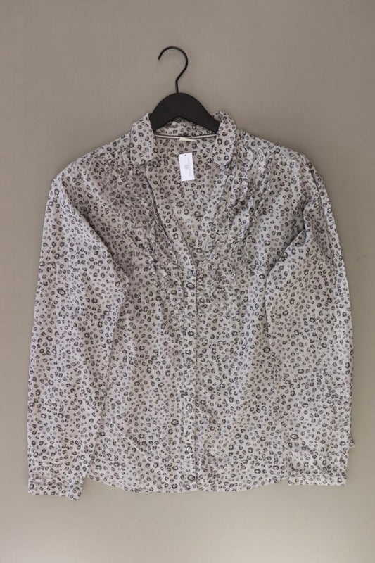 Esprit Rüschenbluse Gr. 42 Langarm grau aus Baumwolle