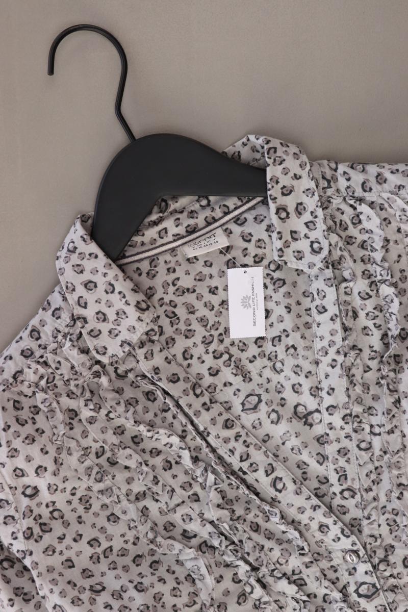 Esprit Rüschenbluse Gr. 42 Langarm grau aus Baumwolle