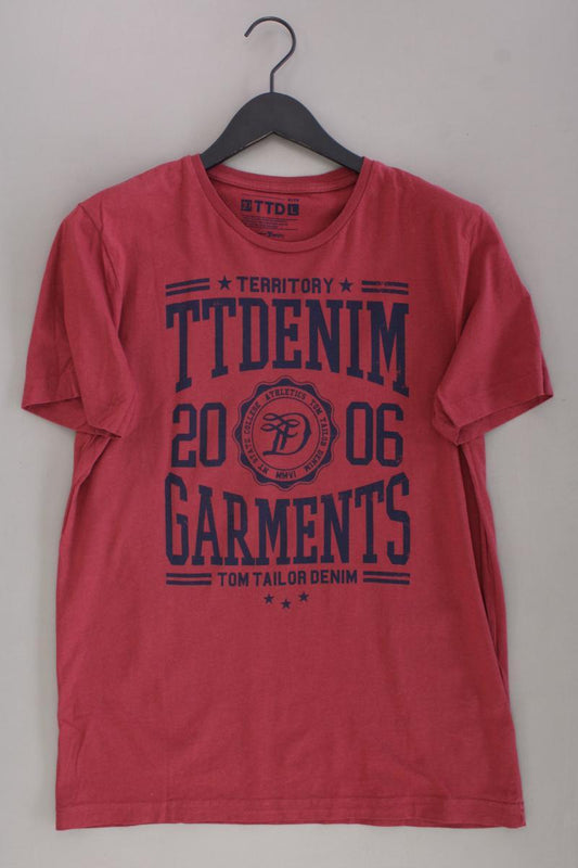 Tom Tailor (Denim) Printshirt für Herren Gr. L Kurzarm rot aus Baumwolle