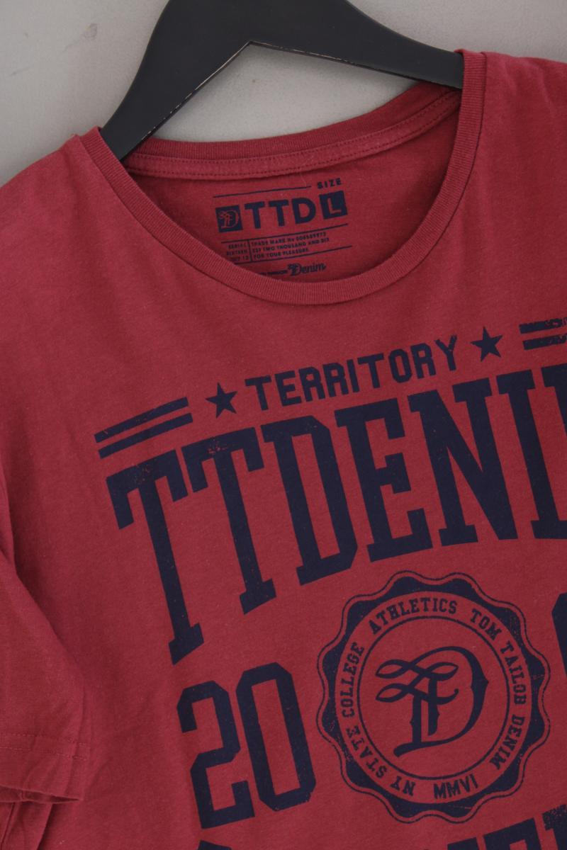 Tom Tailor (Denim) Printshirt für Herren Gr. L Kurzarm rot aus Baumwolle