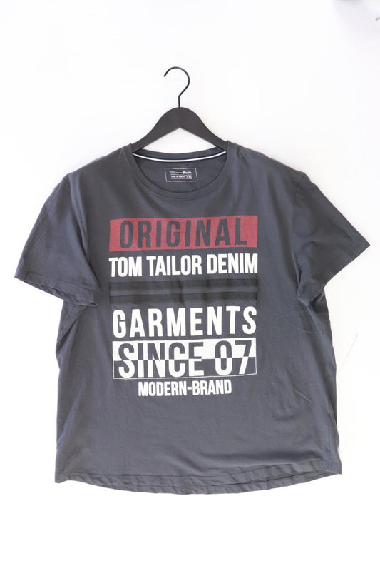 Tom Tailor Printshirt für Herren Gr. XXL Kurzarm grau aus Baumwolle
