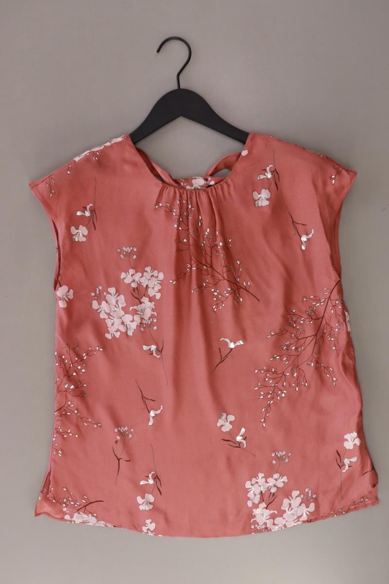 Massimo Dutti Schluppenbluse Gr. 38 mit Blumenmuster Kurzarm rosa aus Seide