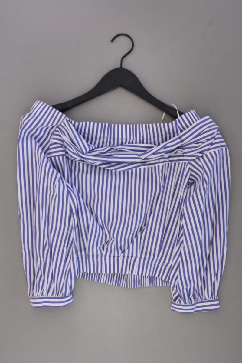 Zara Regular Bluse Gr. M gestreift 3/4 Ärmel mit Carmen-Ausschnitt blau