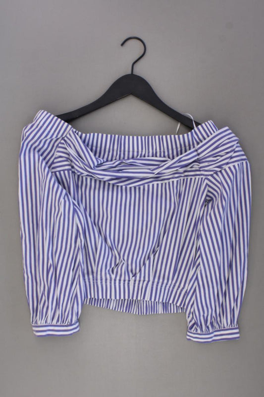 Zara Regular Bluse Gr. M gestreift 3/4 Ärmel mit Carmen-Ausschnitt blau