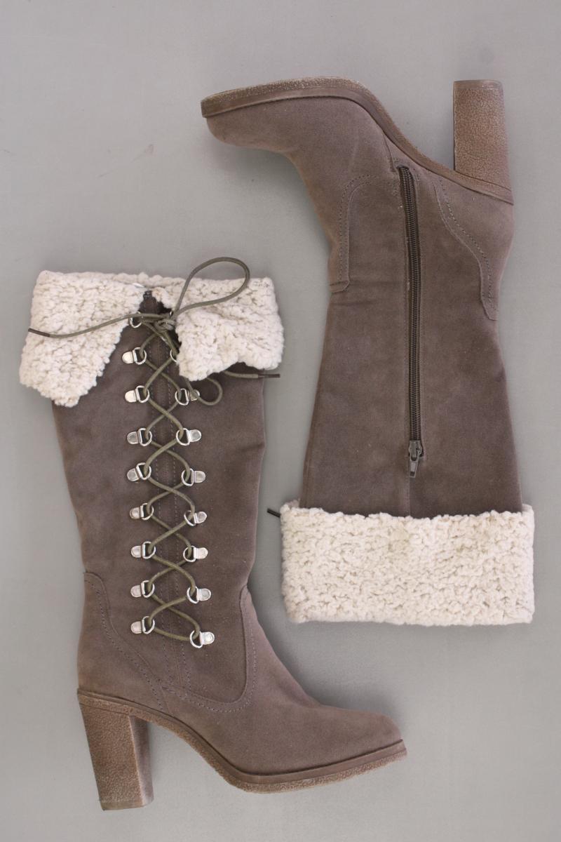 High-Heel Stiefel Gr. 37 braun aus Kunstleder