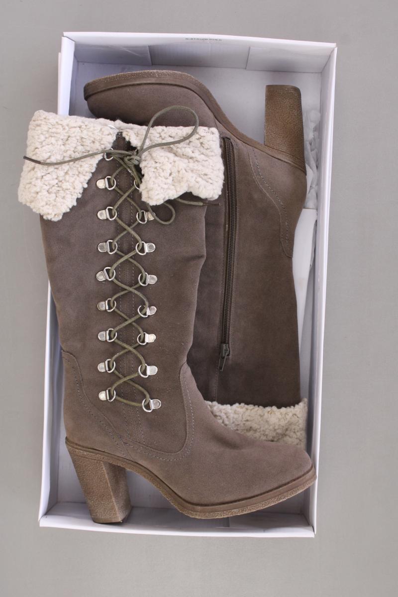High-Heel Stiefel Gr. 37 braun aus Kunstleder