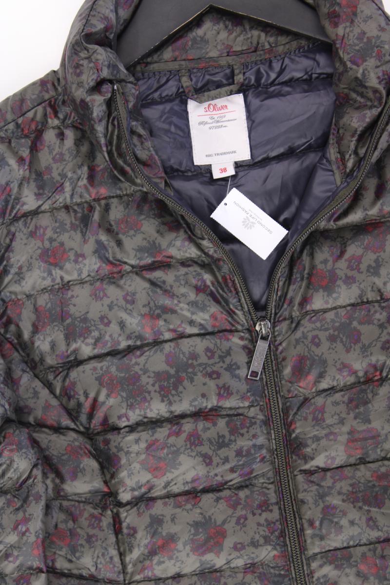 s.Oliver Daunenjacke Gr. 38 mit Blumenmuster neuwertig olivgrün aus Polyester
