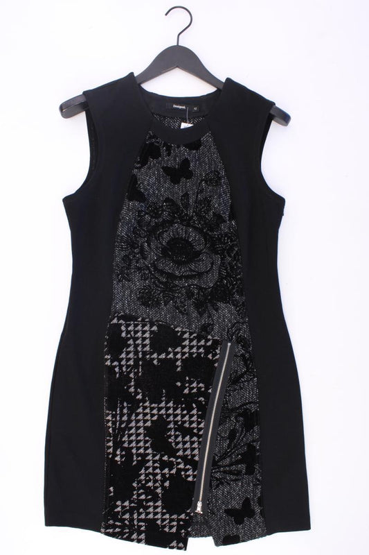 Desigual Etuikleid Gr. 42 mit Blumenmuster Ärmellos schwarz aus Viskose