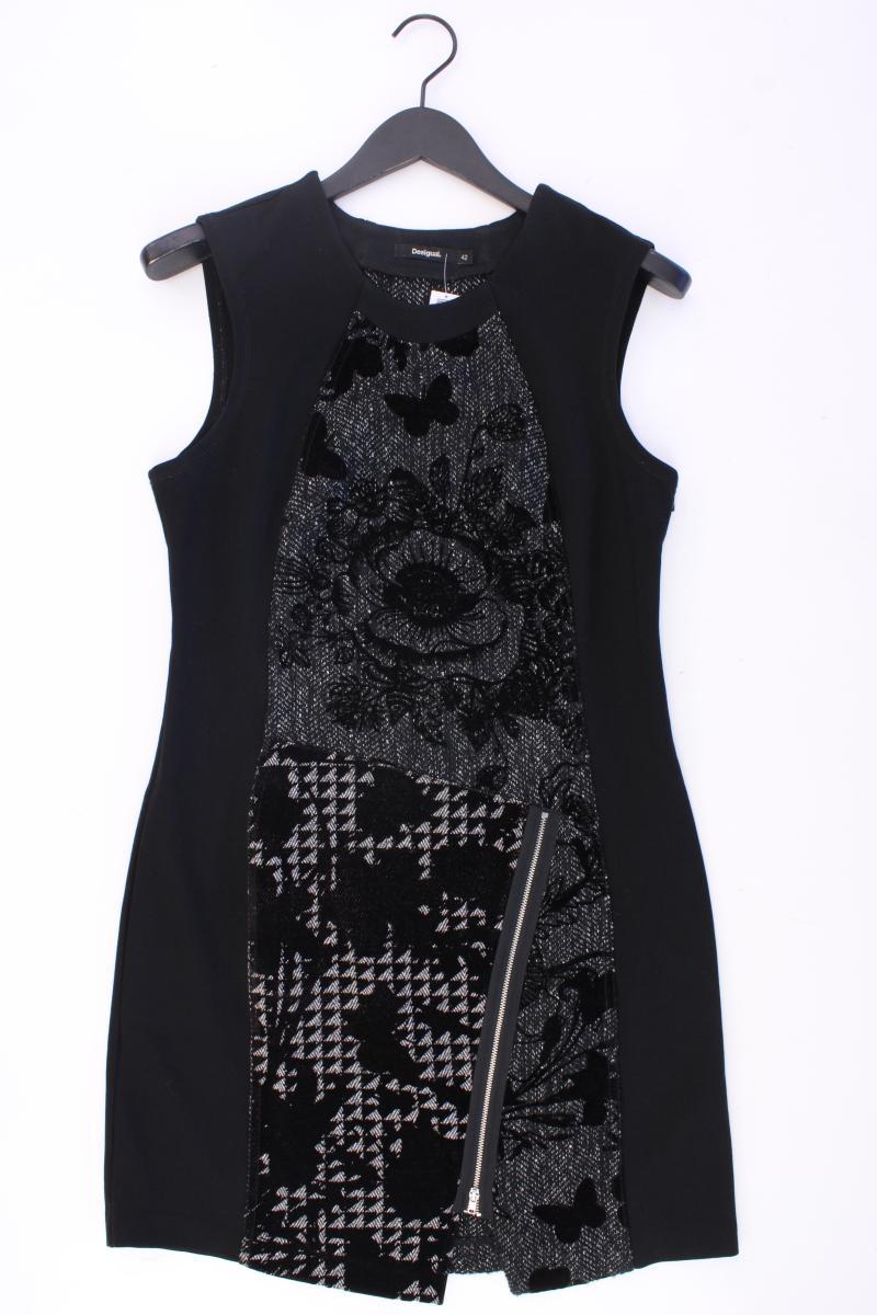 Desigual Etuikleid Gr. 42 mit Blumenmuster Ärmellos schwarz aus Viskose