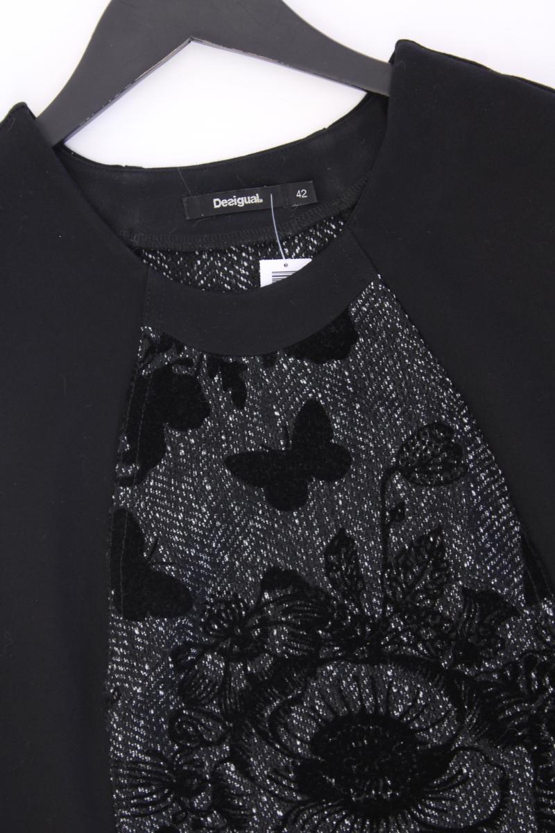 Desigual Etuikleid Gr. 42 mit Blumenmuster Ärmellos schwarz aus Viskose