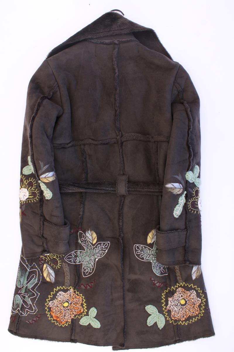 Desigual Wintermantel Gr. 40 neuwertig mit Gürtel braun aus Polyester