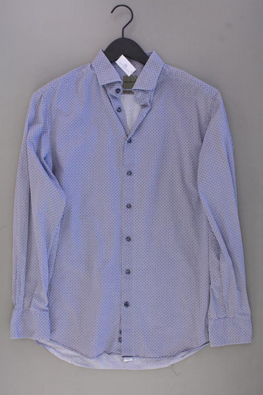 BENVENUTO Langarmhemd für Herren Gr. Hemdgröße 42 geometrisches Muster blau