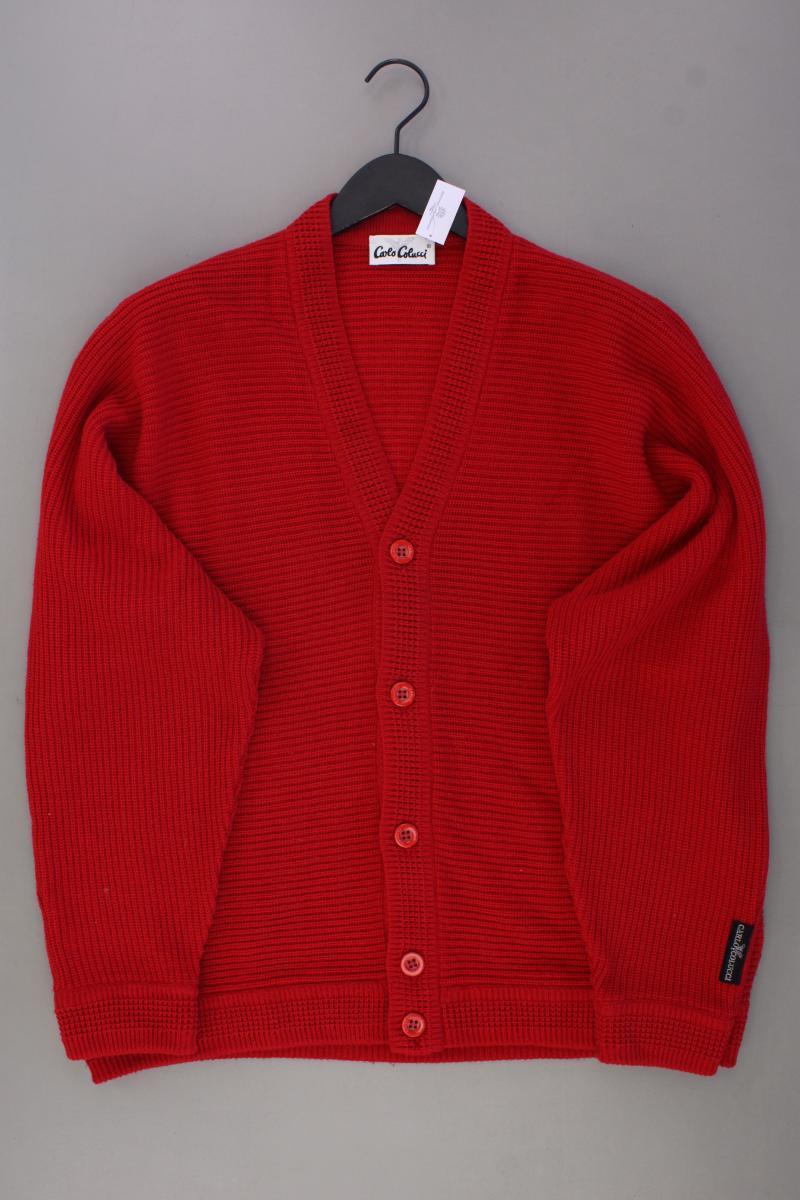 Carlo Colucci Strickjacke für Herren Gr. 54 Langarm Vintage rot aus Schurwolle