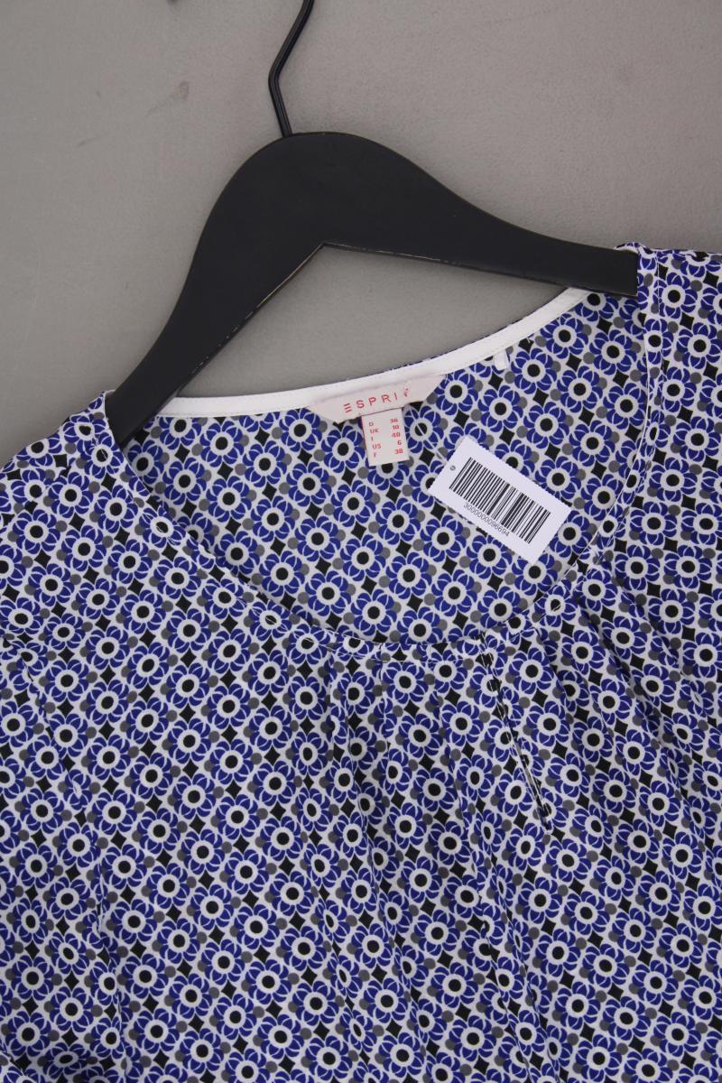 Esprit Langarmbluse Gr. 36 geometrisches Muster neuwertig blau aus Polyester