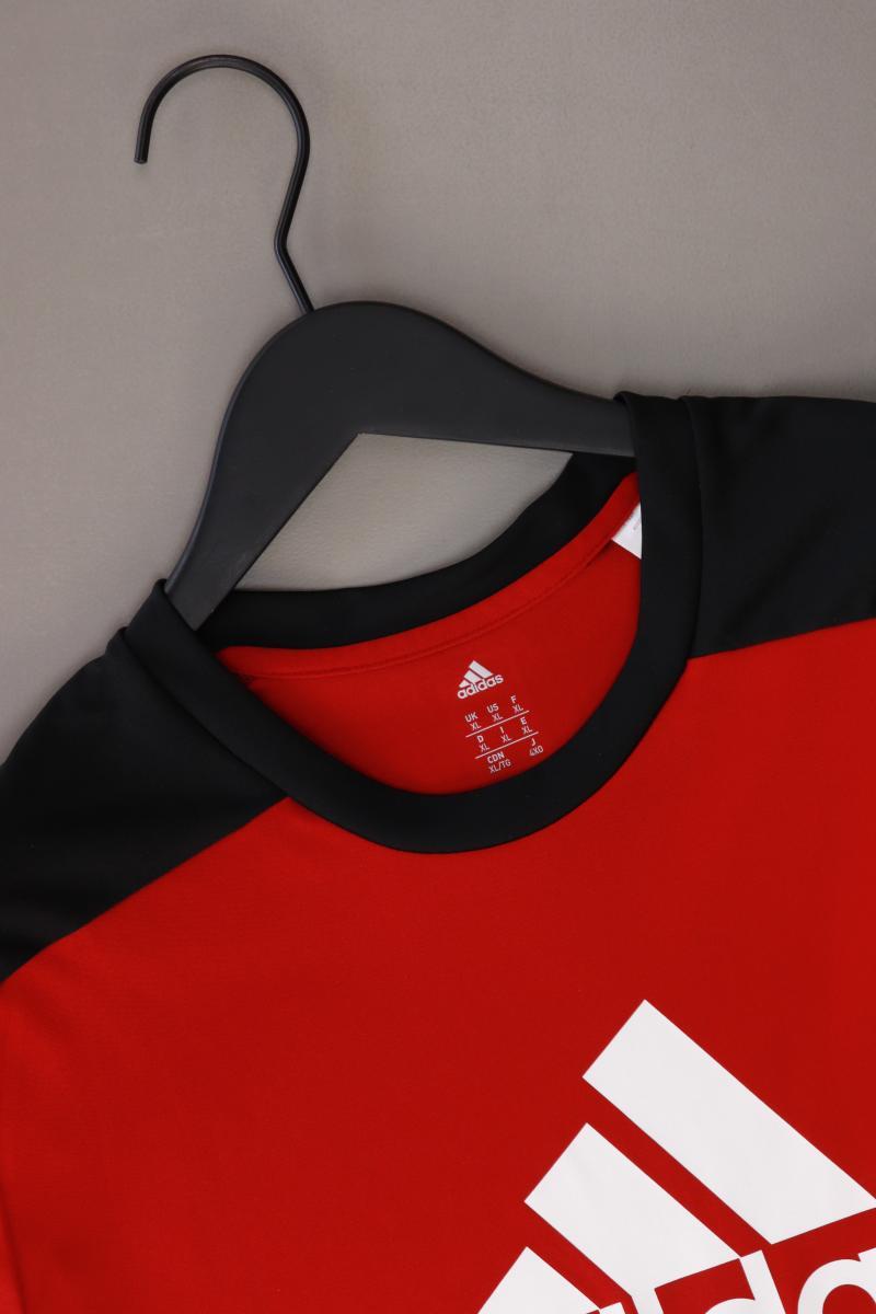 Adidas Sportshirt für Herren Gr. XL Kurzarm rot aus Polyester