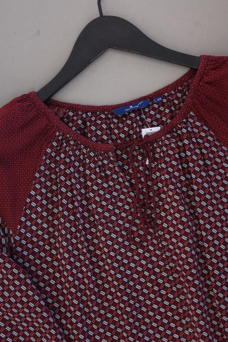 Tom Tailor Classic Bluse Gr. 42 geometrisches Muster 3/4 Ärmel rot aus Viskose