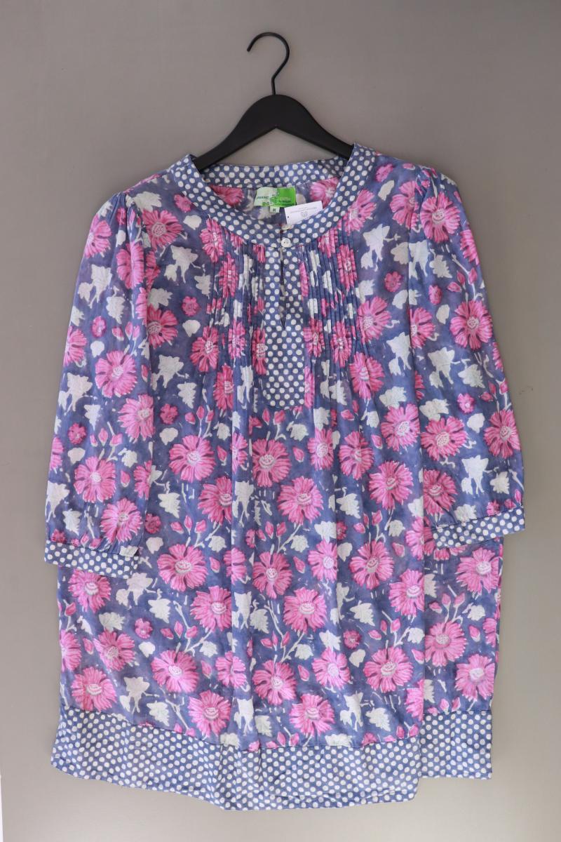 Himalaya Bluse Gr. L mit Blumenmuster blau aus Baumwolle