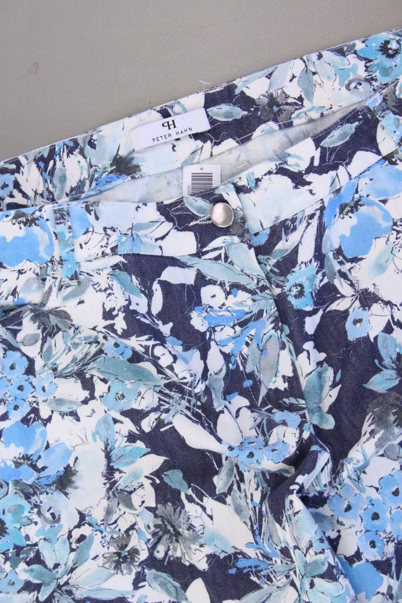 Peter Hahn Hose Gr. 48 mit Blumenmuster blau aus Baumwolle