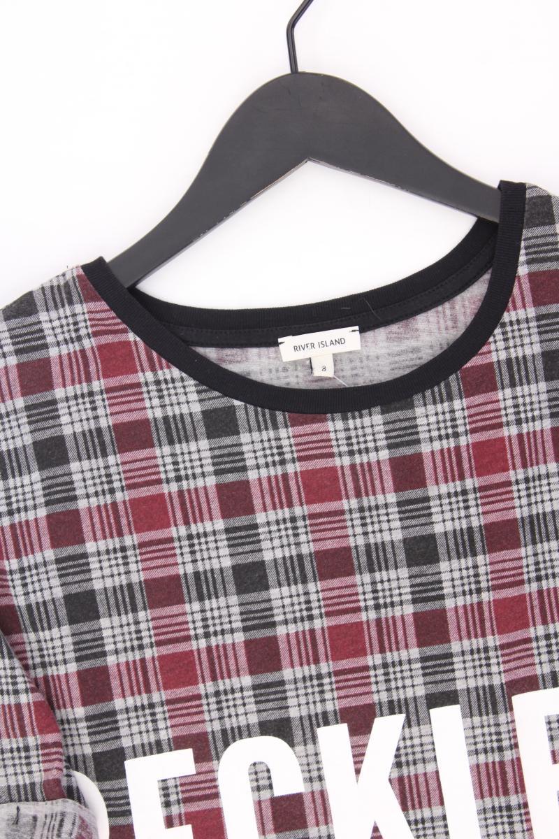 River Island Cropped Shirt Gr. 34 kariert Kurzarm grau aus Baumwolle