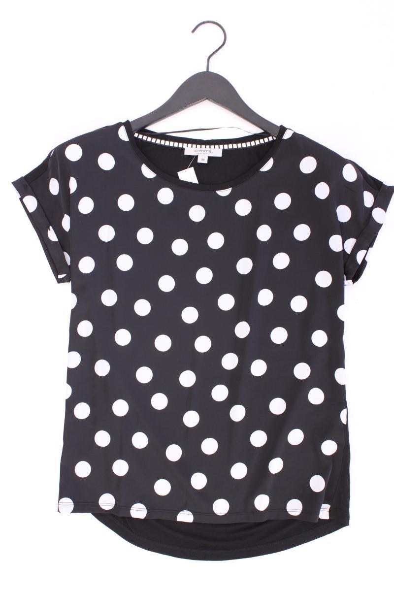 comma, Kurzarmbluse Gr. 38 gepunktet schwarz aus Viskose