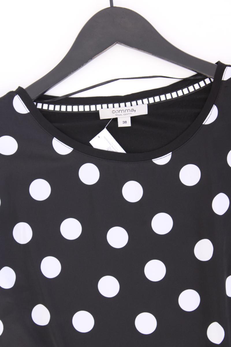 comma, Kurzarmbluse Gr. 38 gepunktet schwarz aus Viskose