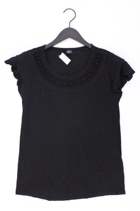 s.Oliver Black Label T-Shirt Gr. 38 Kurzarm schwarz aus Leinen
