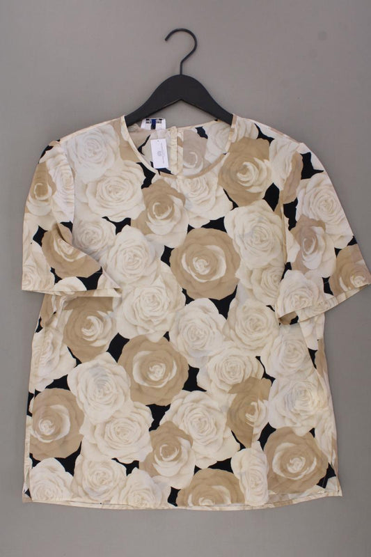 FRANKENWÄLDER Kurzarmbluse Gr. 42 mit Blumenmuster Vintage creme aus Polyester