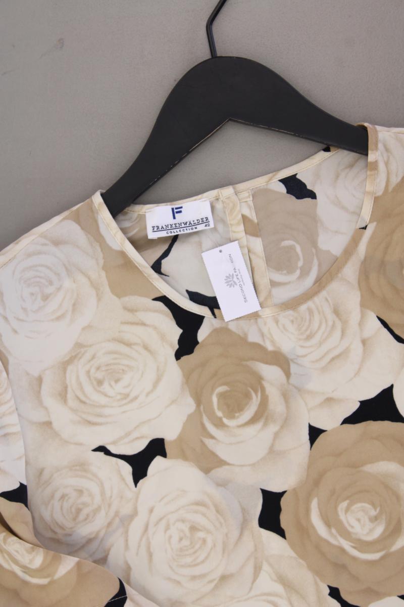 FRANKENWÄLDER Kurzarmbluse Gr. 42 mit Blumenmuster Vintage creme aus Polyester