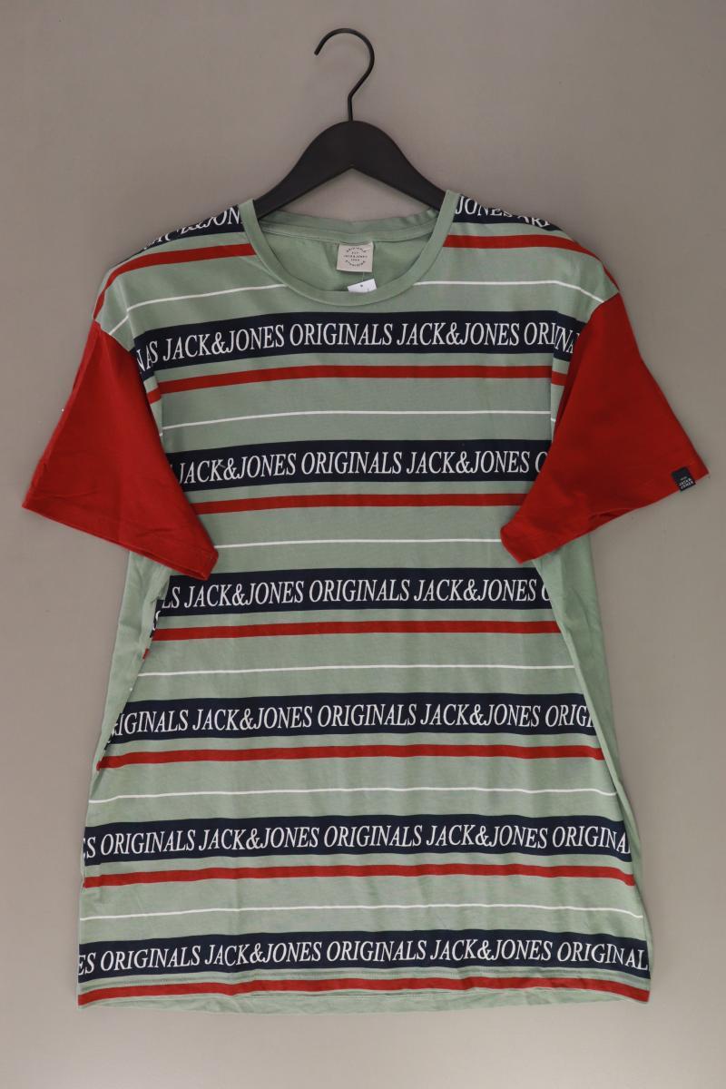 Jack & Jones Printshirt für Herren Gr. XL gestreift Kurzarm mehrfarbig