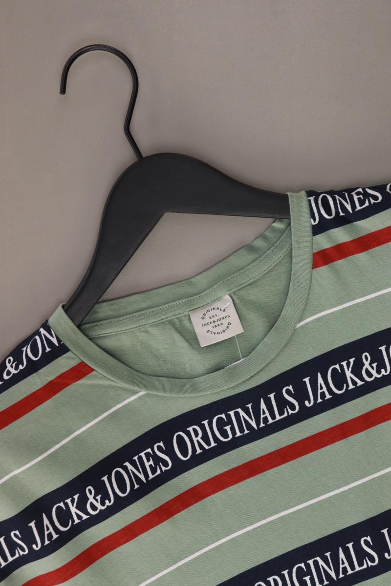 Jack & Jones Printshirt für Herren Gr. XL gestreift Kurzarm mehrfarbig