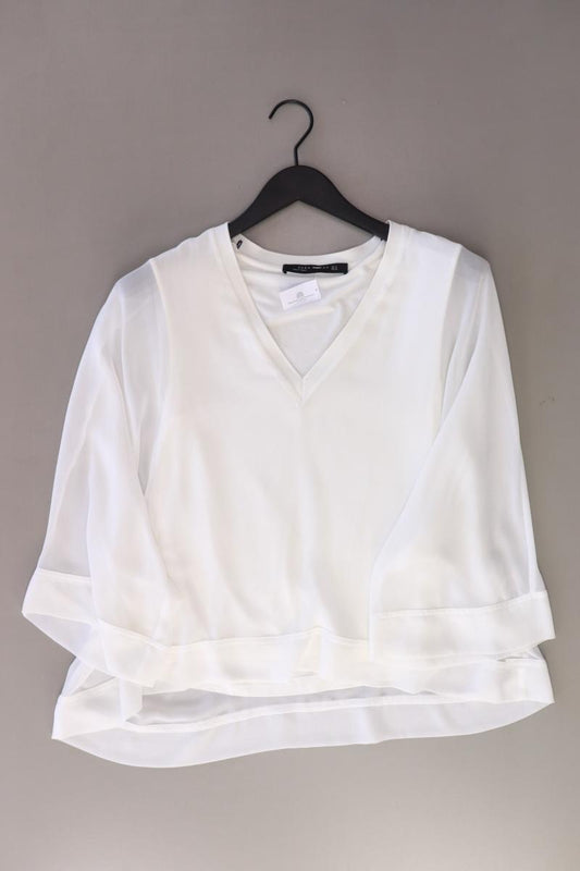Zara Chiffonbluse Gr. M 3/4 Ärmel weiß aus Polyester