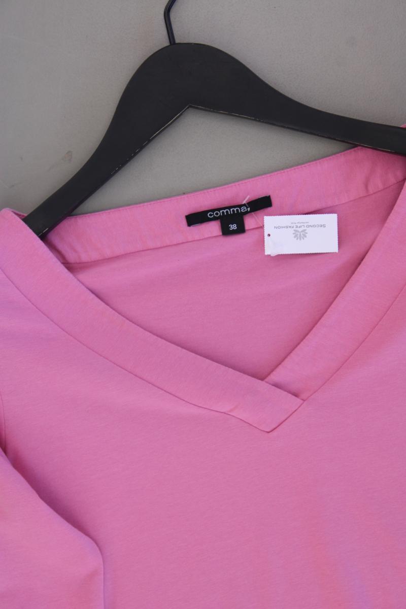 comma, Shirt mit V-Ausschnitt Gr. 38 neuwertig Kurzarm pink aus Baumwolle