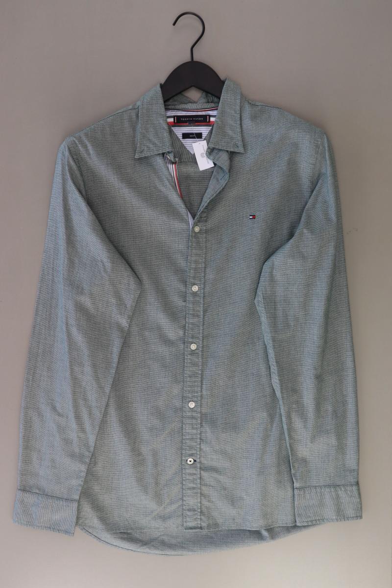 Tommy Hilfiger Langarmhemd für Herren Gr. L grün aus Baumwolle
