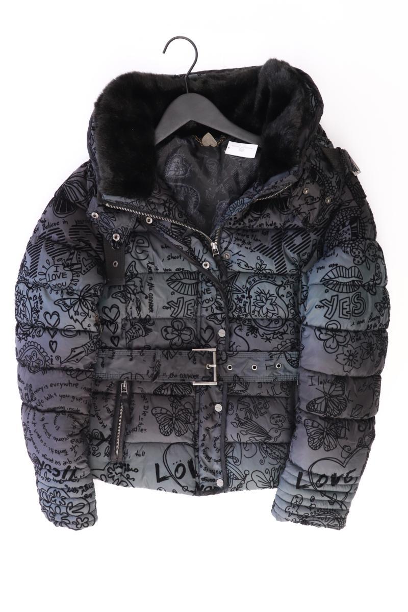 Desigual Winterjacke Gr. 40 mit Gürtel schwarz aus Polyester