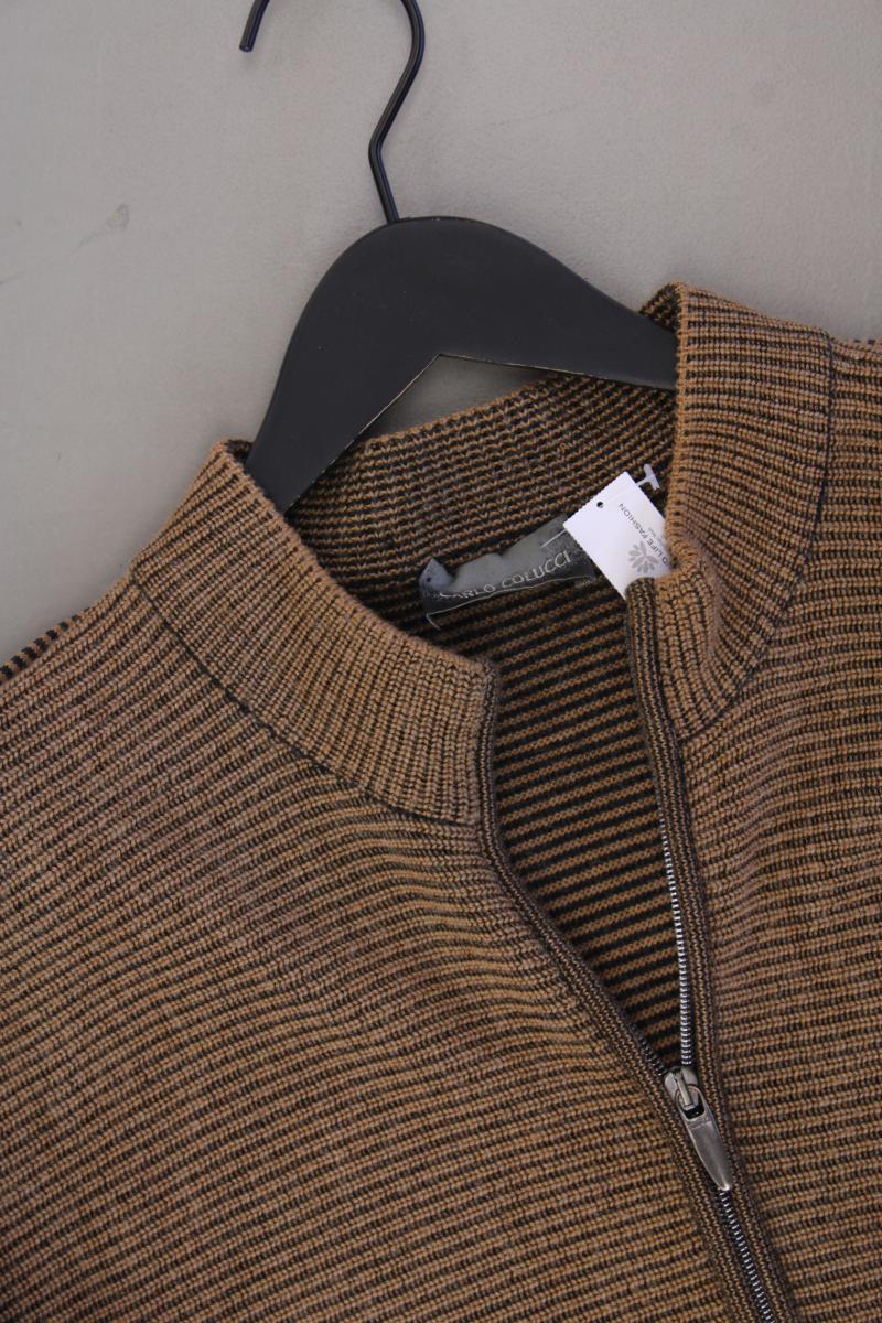 Carlo Colucci Strickjacke für Herren Gr. 50 Langarm Vintage braun aus Baumwolle