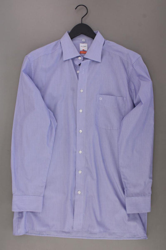 Olymp Langarmhemd für Herren Gr. Hemdgröße 43 gestreift blau aus Baumwolle