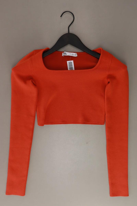 Zara Cropped Shirt Gr. S Langarm orange aus Polyester