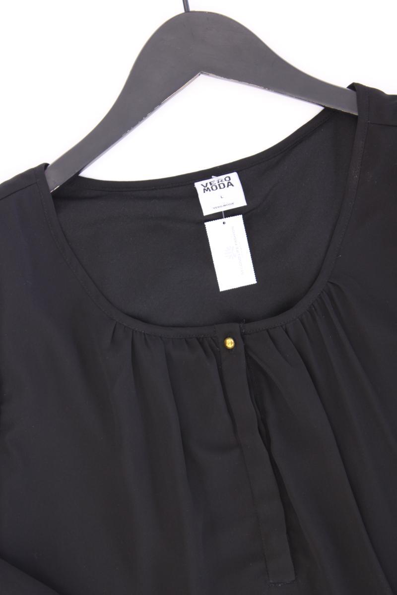 Vero Moda Regular Bluse Gr. L neuwertig 3/4 Ärmel schwarz aus Polyester