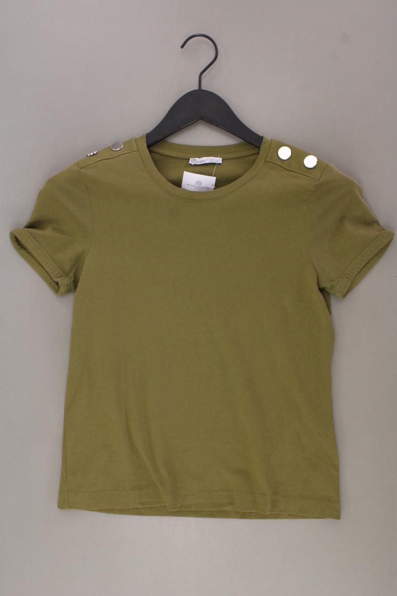 Zara T-Shirt Gr. S Kurzarm olivgrün aus Baumwolle