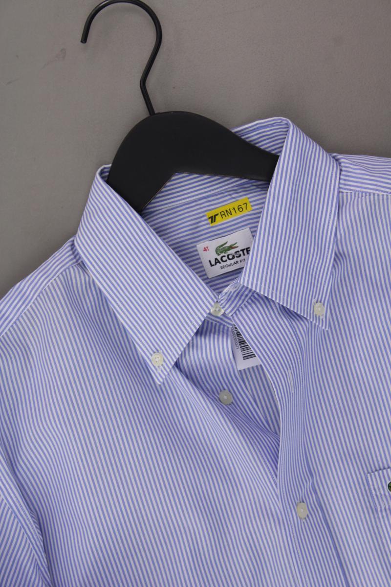 Lacoste Langarmhemd für Herren Gr. Hemdgröße 41 gestreift blau aus Baumwolle