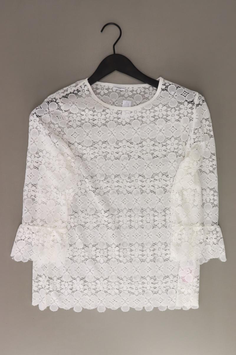 Jacqueline de Yong Shirt mit Spitze Gr. M mit Blumenmuster 3/4 Ärmel weiß