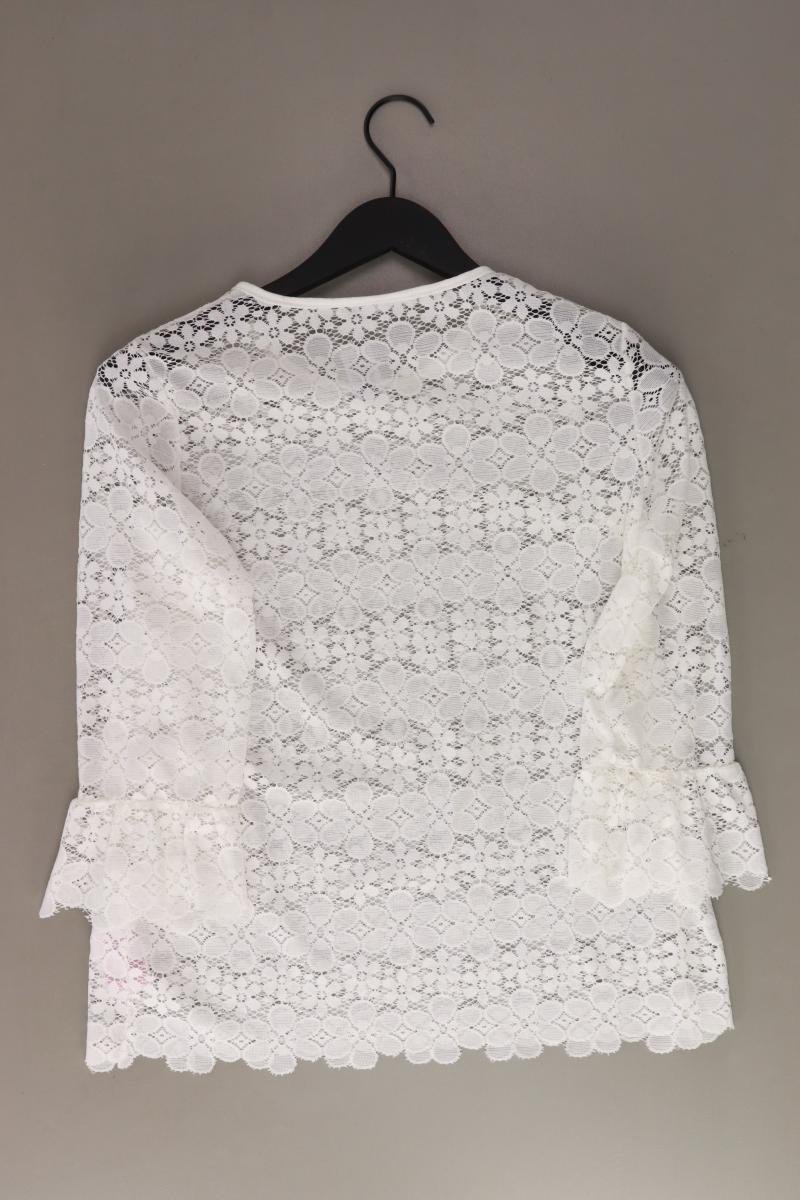 Jacqueline de Yong Shirt mit Spitze Gr. M mit Blumenmuster 3/4 Ärmel weiß