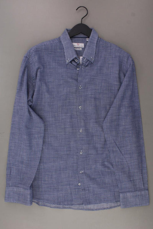 Carlo Pontevecchio Langarmhemd für Herren Gr. XL blau aus Baumwolle