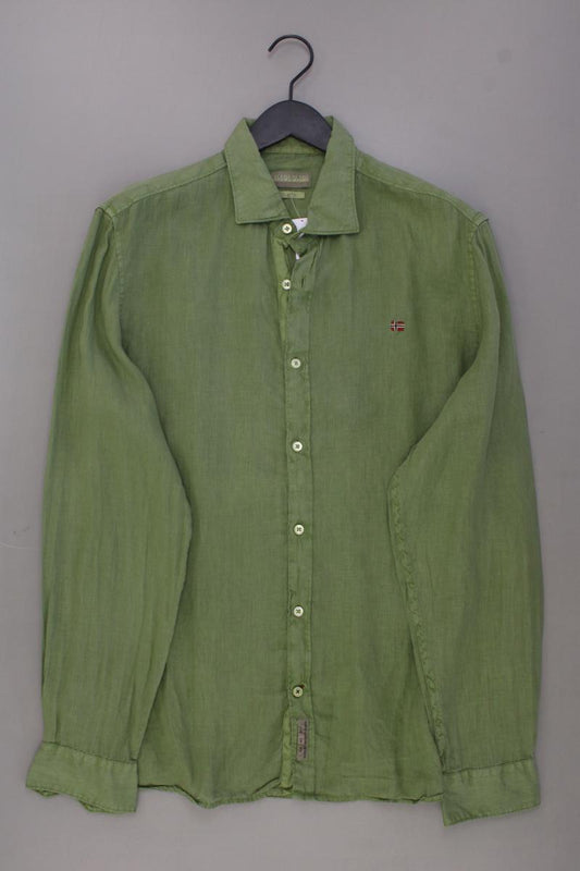 Napapijri Leinenhemd für Herren Gr. XXL Langarm grün