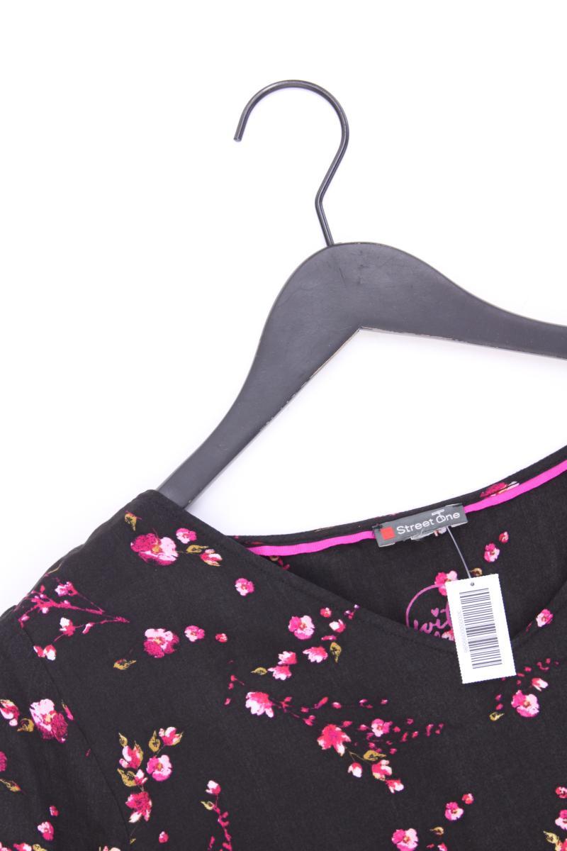 Street One Midikleid Gr. 40 mit Blumenmuster 3/4 Ärmel schwarz aus Viskose