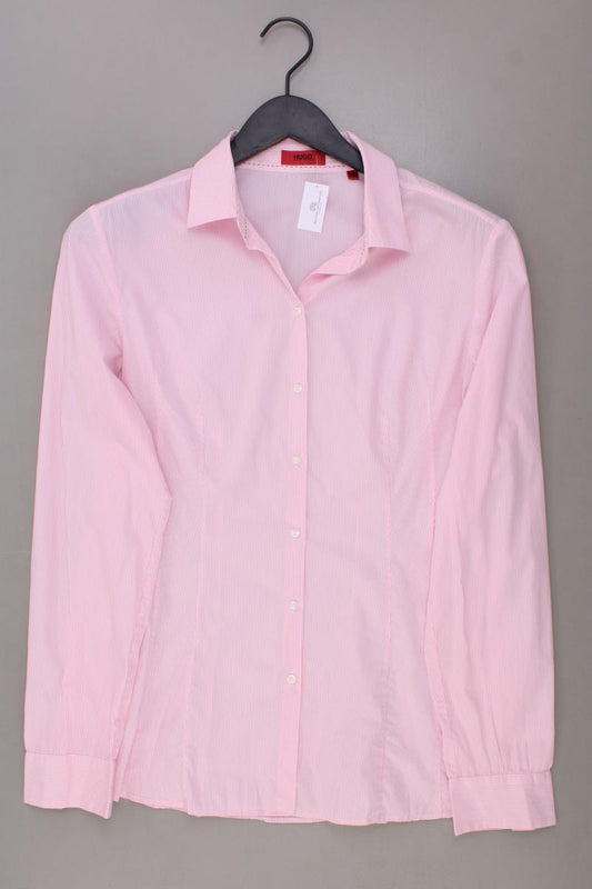 Hugo Boss Langarmbluse Gr. 42 gestreift rosa aus Baumwolle